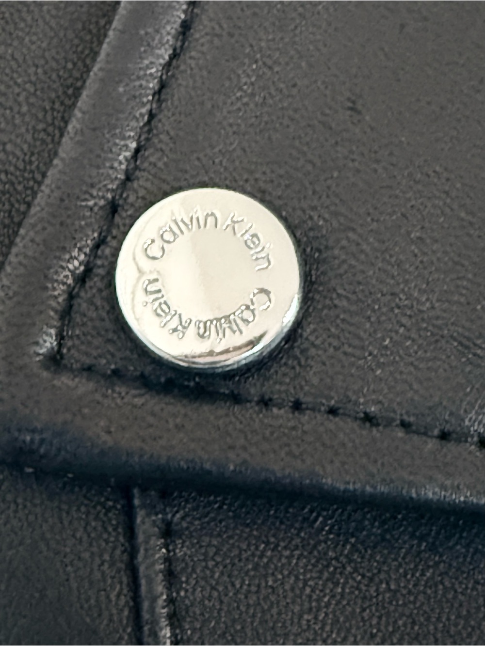 Calvin Klein Genuine Leather Moto Jacket Black XS Extra Small Asymmetrical Zip - Picture 11 of 12